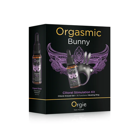 Набор Orgie Orgasmic Bunny c гелем Orgasm Drops и виброкольцом
