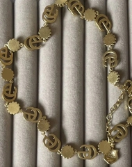 Колье-чокер цепочка с подвесками (ромашки + цветные камни) style by GUCCI