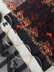 Кружево эластичное черное/цветы 22 см
