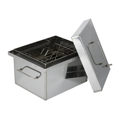 Коптильня 2-х ярусная с гидрозатвором, с поддоном, 330х280х250 мм, нержавеющая сталь 1,5 мм