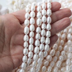 Жемчуг натуральный речной, рис, 8,5-11,3 мм, 1 нить, Ж026