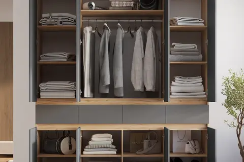 Шкаф 4-х створчатый Багира дуб крафт / графит