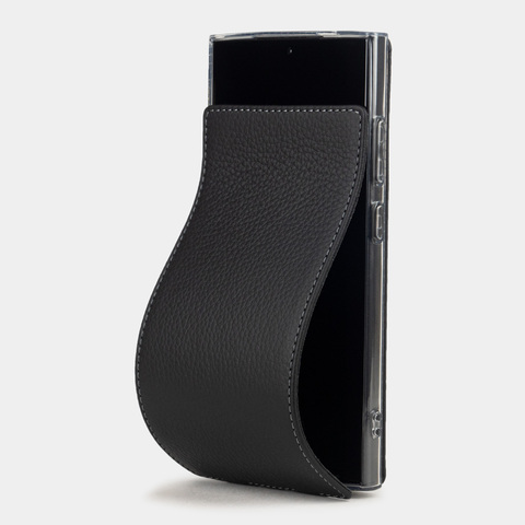 Чехол для Samsung Galaxy S24 Ultra из натуральной кожи теленка, черного цвета