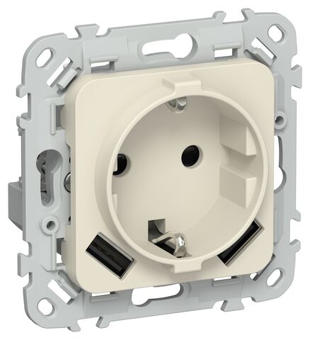 FLITE Роз.с з/к/ш 16А USB AA 3,1А б/к РСЮша11-1-ФлСл сл IEK