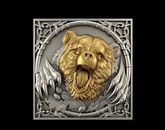 Силиконовый молд № 2761 Панно Медведь в рамке