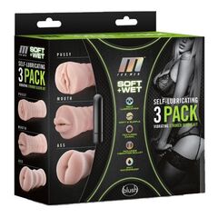 Набор из 3 мастурбаторов и вибропули 3-Pack Self-Lubricating Vibrating Stroker Sleeve Kit - 