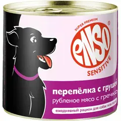 ENSO консервы для взр собак поддержание здоровья печени мясо перепел с гречкой и груш 190гр