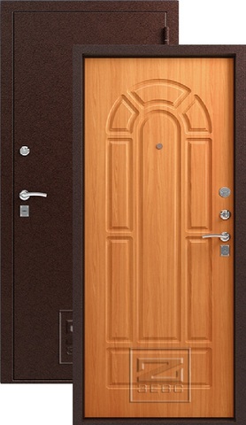 Входная металлическая дверь Z-4 (медь+миланский орех)  Зевс из стали 1,5 мм с 2 замками