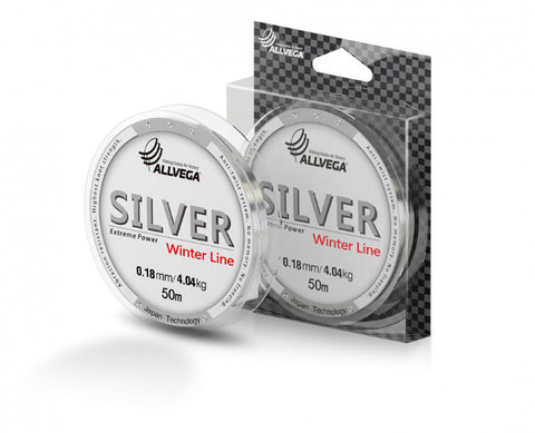 Рыболовная леска Allvega Silver (50м) 0.18мм (4,04кг) серебристая