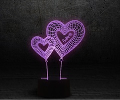 3D светильник Два сердца — 3D light Two Heart