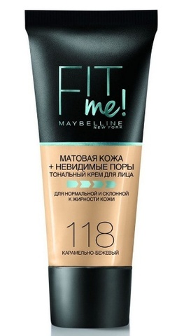 Maybelline Fit Me тональный крем матовая кожа + невидимые поры №118 карамельно-бежевый