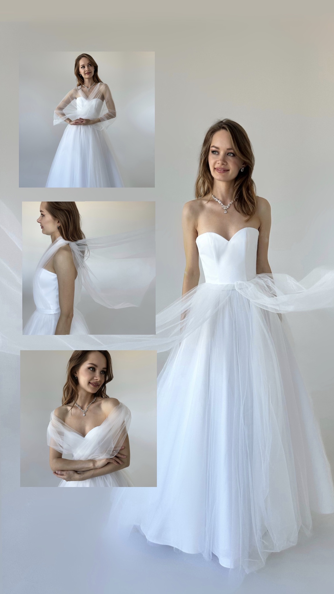 Свадебное платье-трансформер для невесты пышное с корсетом (белый)