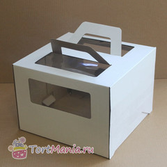 Коробка для торта 30*30*22 см с ручками, белая