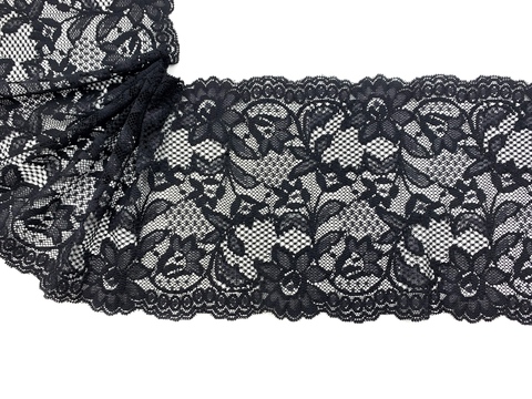 Stretch lace, black 17 cm