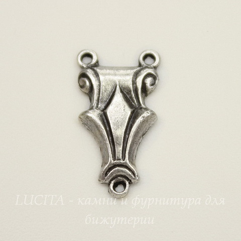 Винтажный декоративный элемент - коннектор Art Deco (1-2) 14х8 мм (оксид серебра)