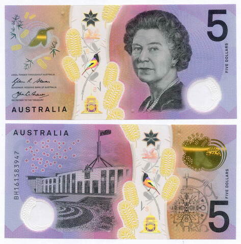 Банкнота Австралия 5 долларов 2016 год BH161583947. UNC (пластик)