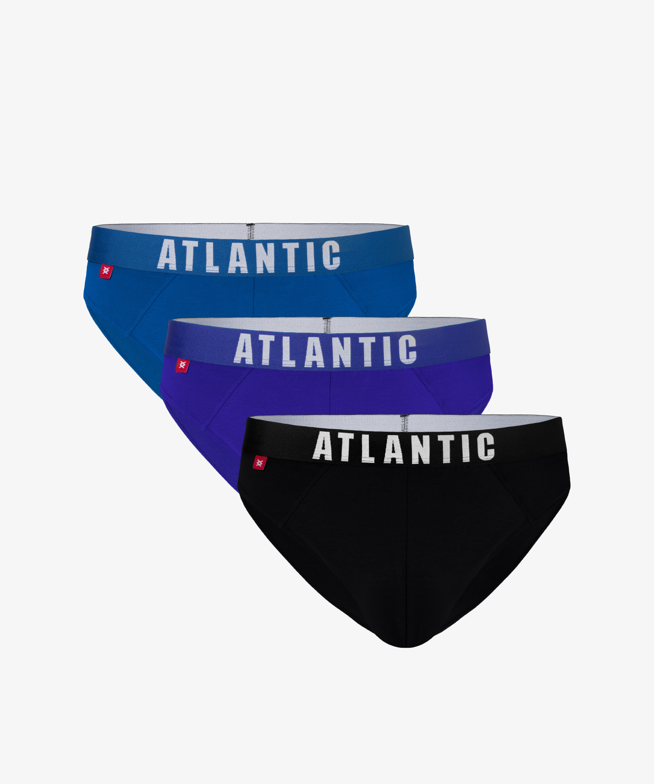 Мужские трусы слипы спорт Atlantic, набор 3 шт., хлопок, бирюзовые + голубые + темно-синие, 3MP-094