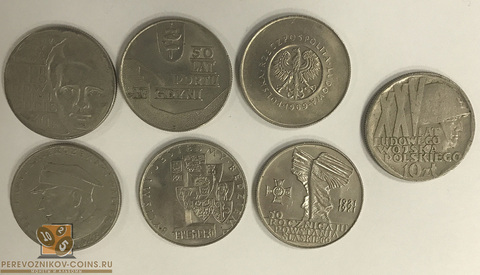 Набор из 7 монет "10 злотых 1967 - 1972 года"