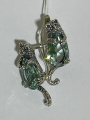 Сытый кот (серьги из серебра)