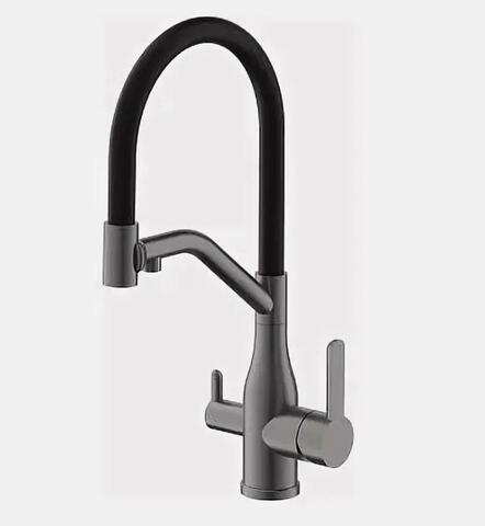 Смеситель для кухни с подключением фильтра BELZ B78815-3 нержавеющая сталь, графит