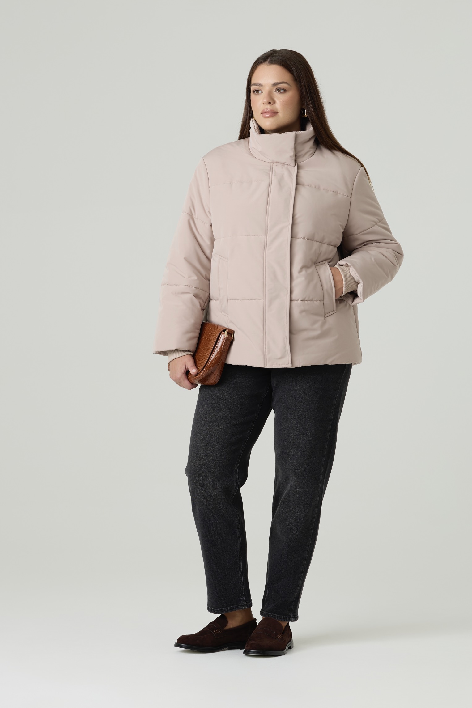 Куртка укороченная стеганая, бежевый