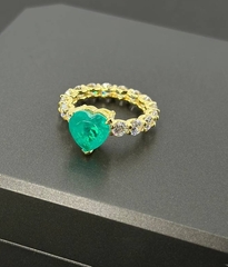 40035- Кольцо из серебра в лимонной позолоте с кварцем параиба огранка сердце