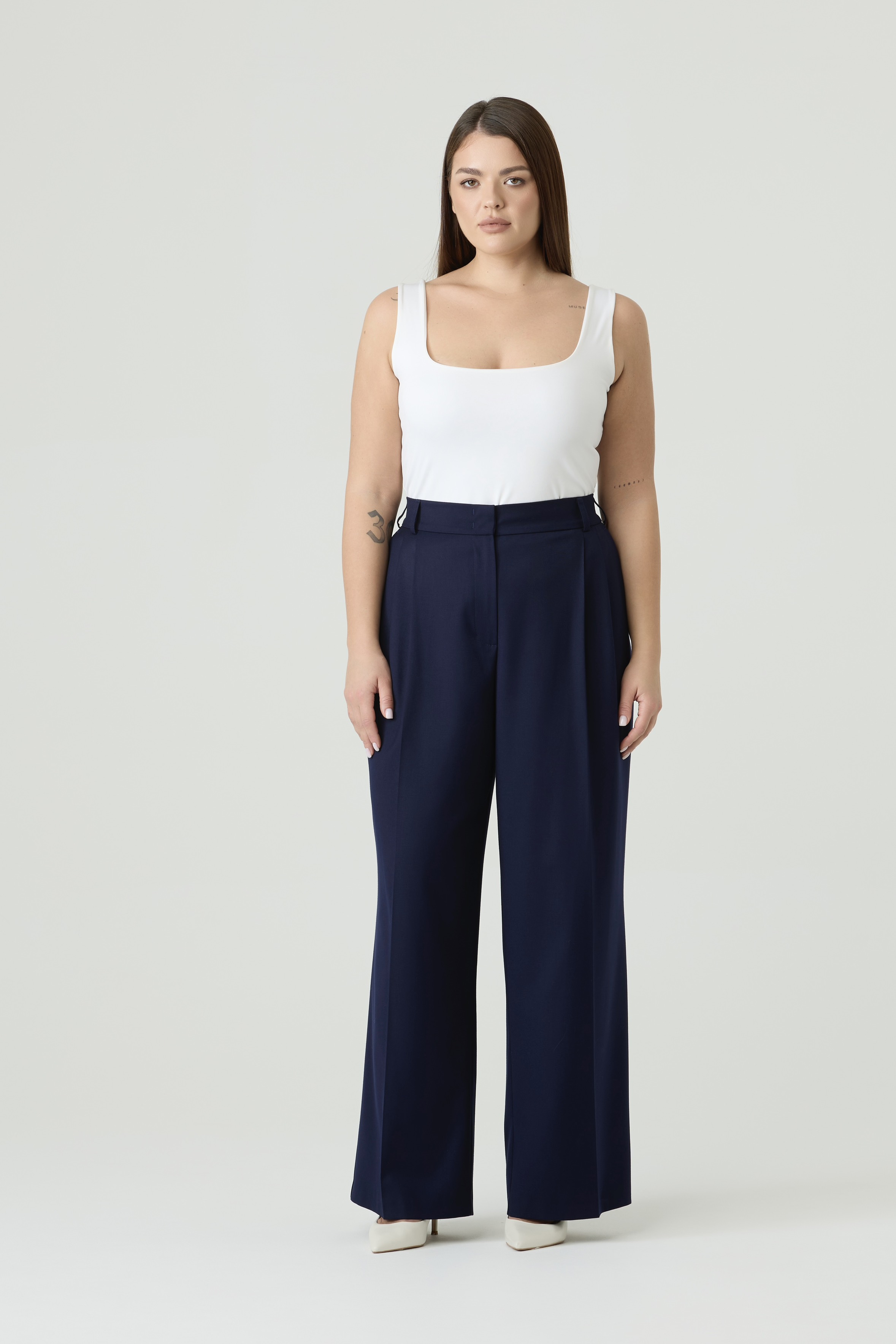 Брюки со стрелками, темно-синий