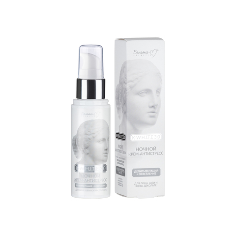 Белита-М K-W.H.I.T.E 3:0 Крем-антистресс ночной д/лица, шеи Депигментация+Осветление 50г