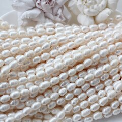 Жемчуг натуральный речной, рис, 8,5-11,3 мм, 1 нить, Ж026