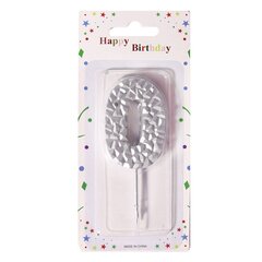 
          Свеча для торта Alingar, 5-6 см, на пике, "Цифра 0", цвет серебро, блистер с европодвесом