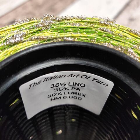 Лен (35%) с люрексом и шишибриками NODINO DI LINO 600 желто-зеленый