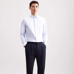 Сорочка мужская Seidensticker Shaped Fit 01.845437-10 голубая в белую полоску