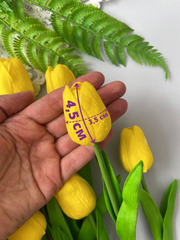 Тюльпаны реалистичные искусственные, Желтые, нежные, латексные (силиконовые), 34 см, букет из 15 штук