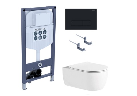 Aquatek SET Aquatek ЕВРОПА New-017/023 SET Aquatek ЕВРОПА New-017/023 (рама Aquatek INS-0000023 +крепление KKI-0000002 +кнопка KDI-0000017 +унитаз AQ1106L-00 с тонким сиденьем sc)
