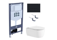 Aquatek SET Aquatek ЕВРОПА New-017/023 SET Aquatek ЕВРОПА New-017/023 (рама Aquatek INS-0000023 +крепление KKI-0000002 +кнопка KDI-0000017 +унитаз AQ1106L-00 с тонким сиденьем sc) фото