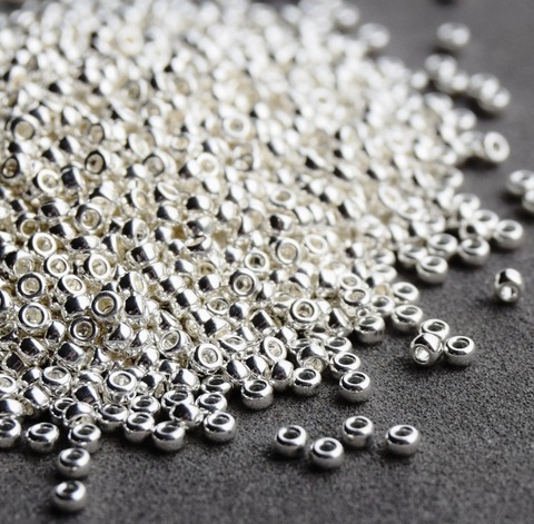 RR-0961 Бисер круглый Миюки 11/0 Светлое серебро /Miyuki round 11/0 Bright sterling silver plated