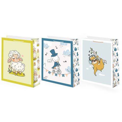 Пакет подарочный S вертикальный, Зверята, МИКС, 18*23*10 см (Д*В*Ш)