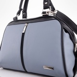 Сумка Саломея 257 гладкий серо-голубой + черный