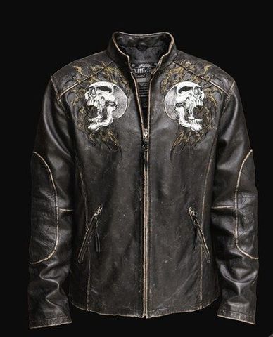 Affliction | Куртка мужская кожаная Shredded Leather Jacket A443 перед