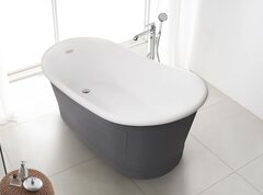 BelBagno BB32-CF36 Отдельностоящая, овальная акриловая ванна матовая внутренняя поверхность, наружный цвет серый, встроенный слив  1676х900х750 фото