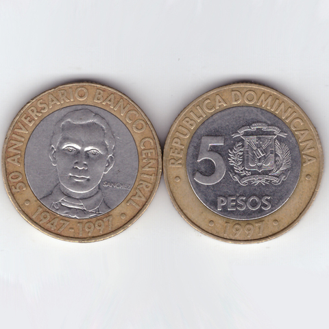5 песо 1997 Доминиканская республика