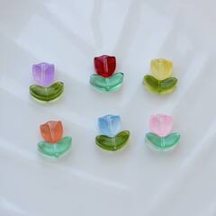 Подвеска Цветок тюльпан, акрил, розовый 9*9 мм, Ф027