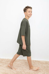 Пижама  для мальчика  КБ 2824/оливковый серый,крапинка