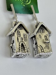 Домики (серьги из серебра)