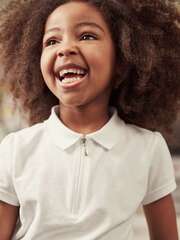 Поло школьное с молнией для девочки Next 342-093, 2 шт., Белый