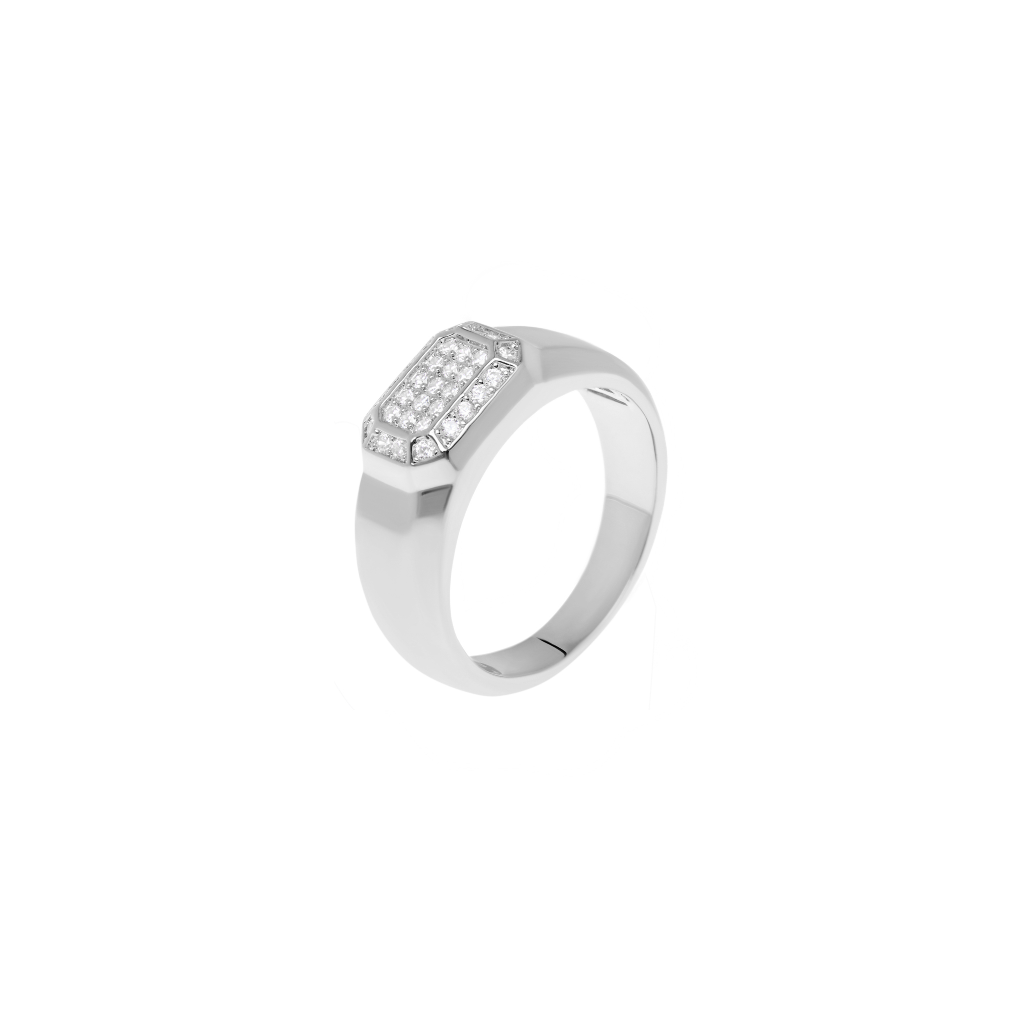 LUV AJ Кольцо Faceted Diamond Signet Ring – Silver цена и фото