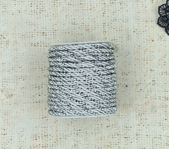 Шнур витой мебельный с бусинками, ш. 4 мм, люрекс серебро