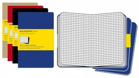 Набор 3 блокнота Moleskine Cahier Journal XL, цвет черный, в клетку