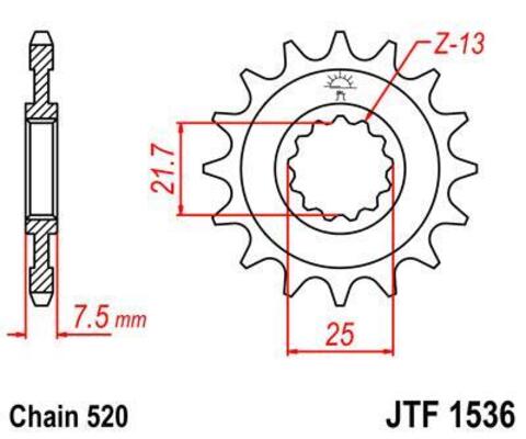 Звезда мотоциклетная JT JTF1536.16RB с демпфером