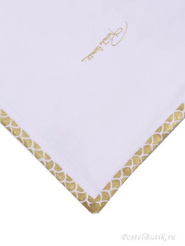 Постельное белье 2 спальное евро Roberto Cavalli Gold белое
